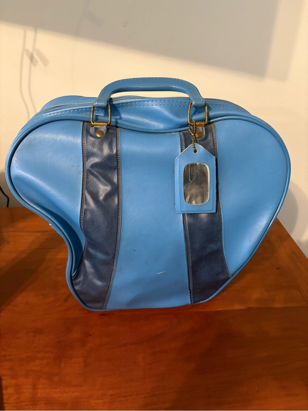 Vintage Blue Bowling Bag Retro Mod Decor Purse Display Piece - Picture 11 of 11